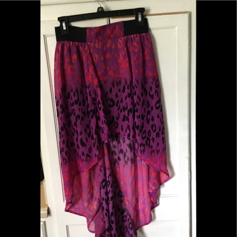 Hi-low pink and purple cheetah skirt